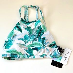 NWT PacSun LA Hearts Tropical Print Strappy High Neck Bikini Top, Size Small
